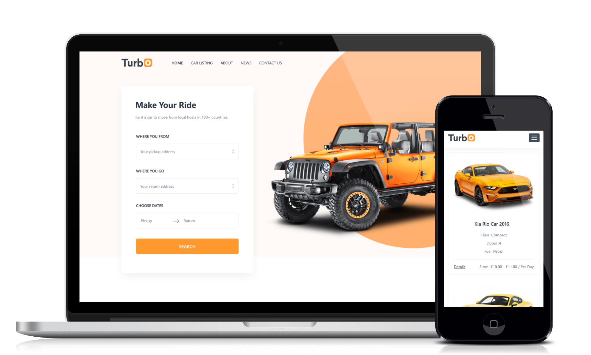 Car rental website design and development service
