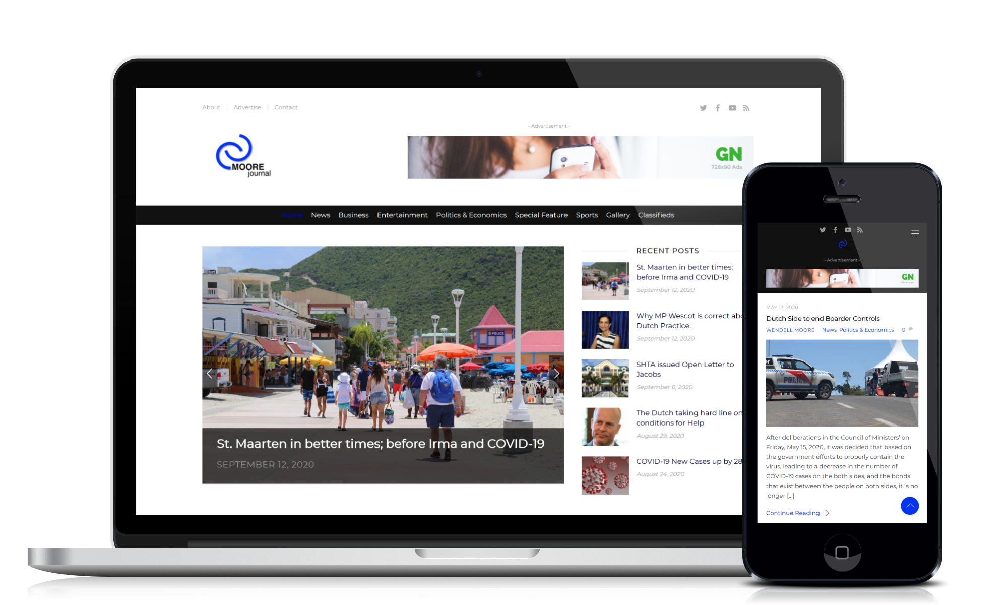 Website design and development service for customer Cmoore Journal