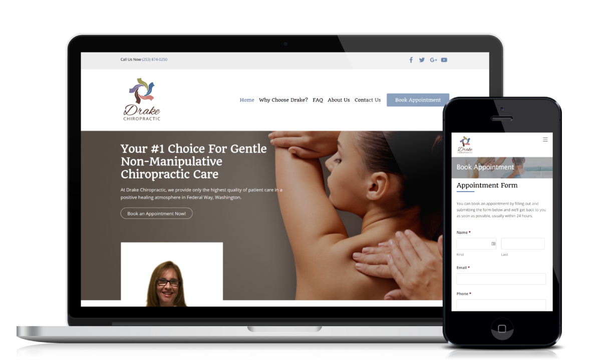 Website design and development service for customer Drake Chiropractic