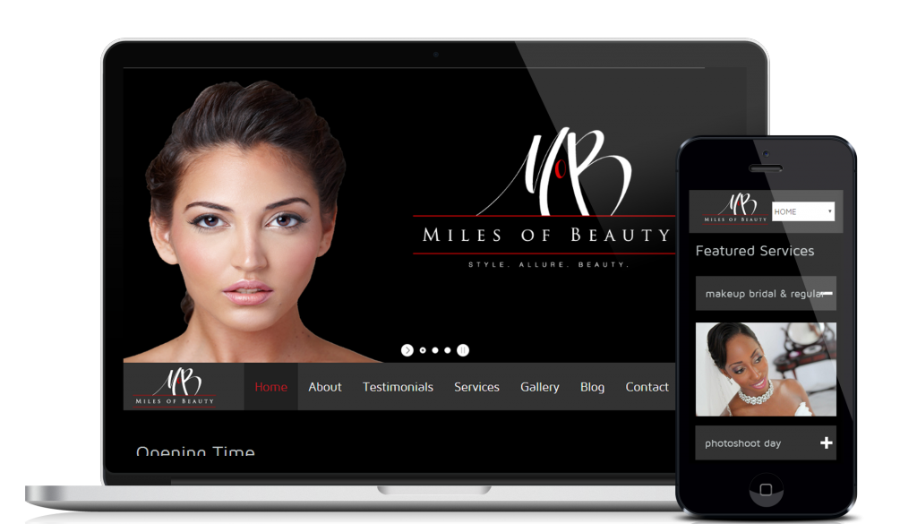 Website design and development service for customer Miles of Beauty