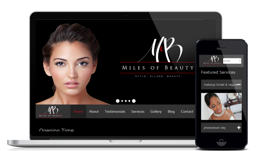 Website design and development service for customer Miles of Beauty Website design and development service for customer Miles of Beauty