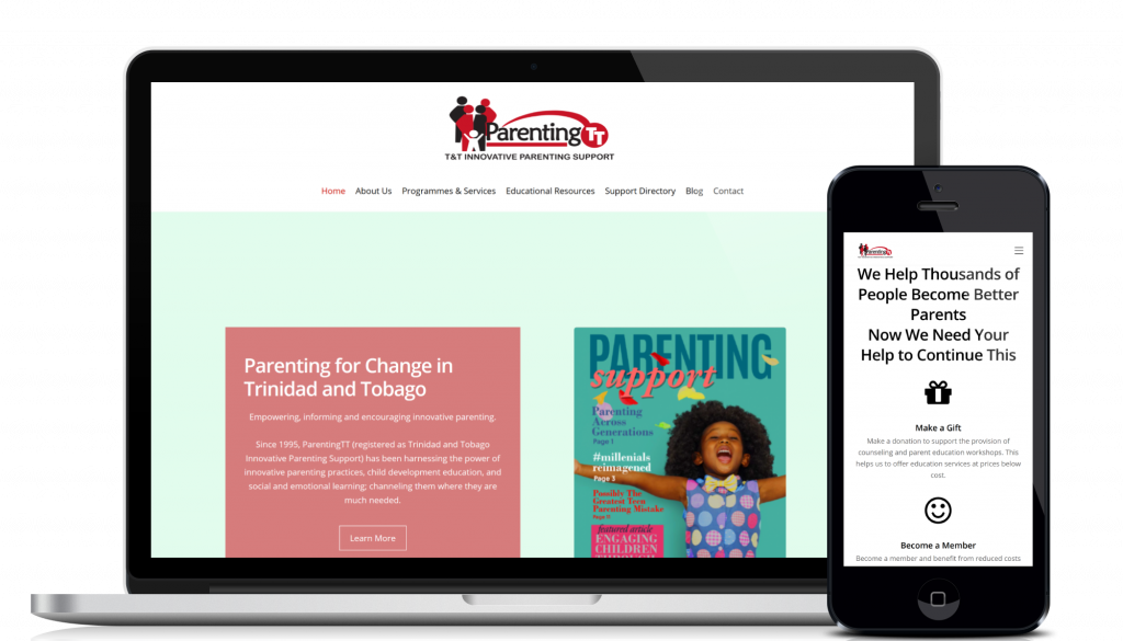 Website design and development service for customer ParentingTT