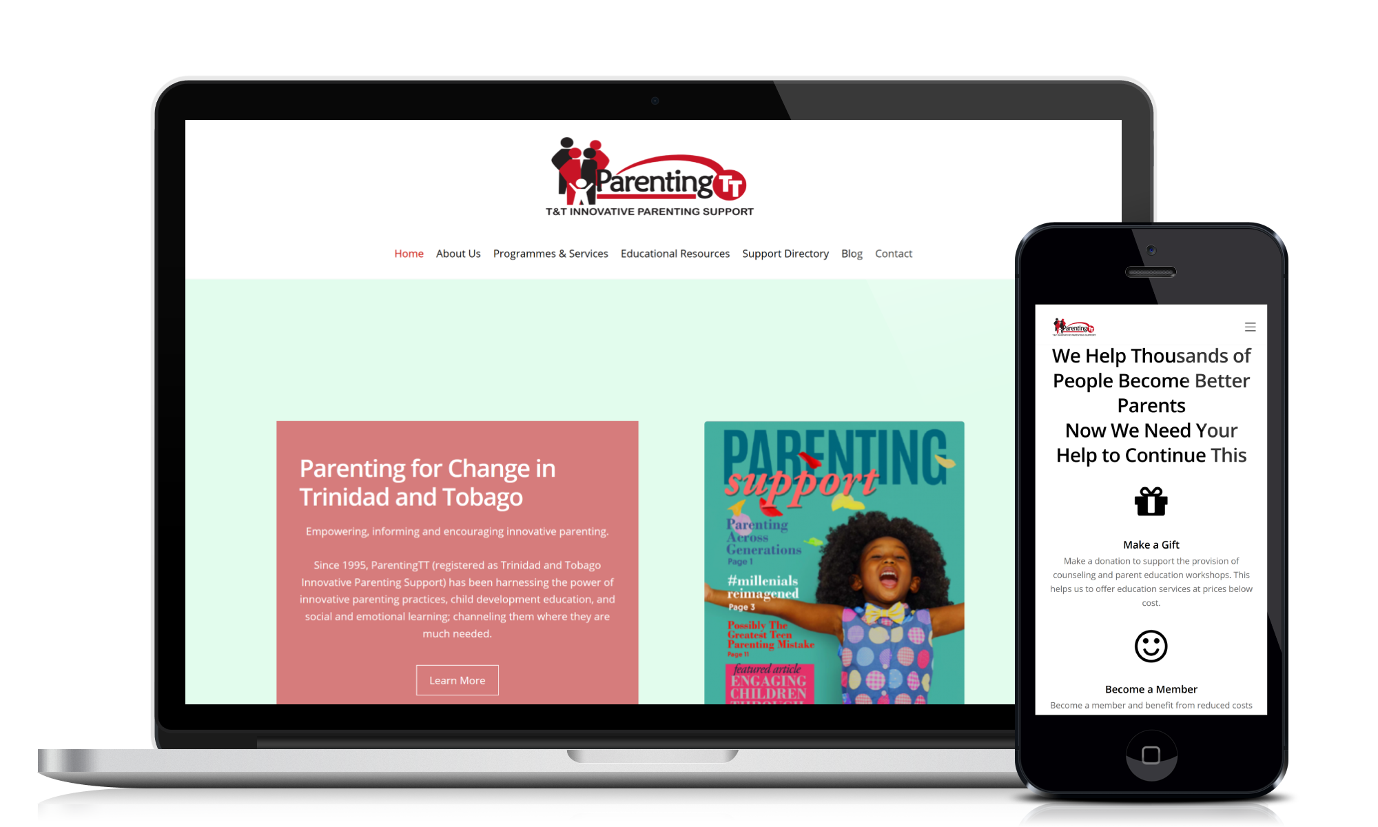 Website design and development service for customer ParentingTT