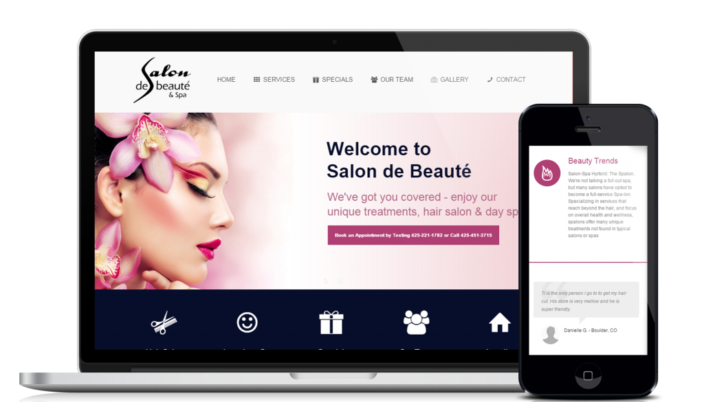 Website design and development service for customer Salon de Beauté