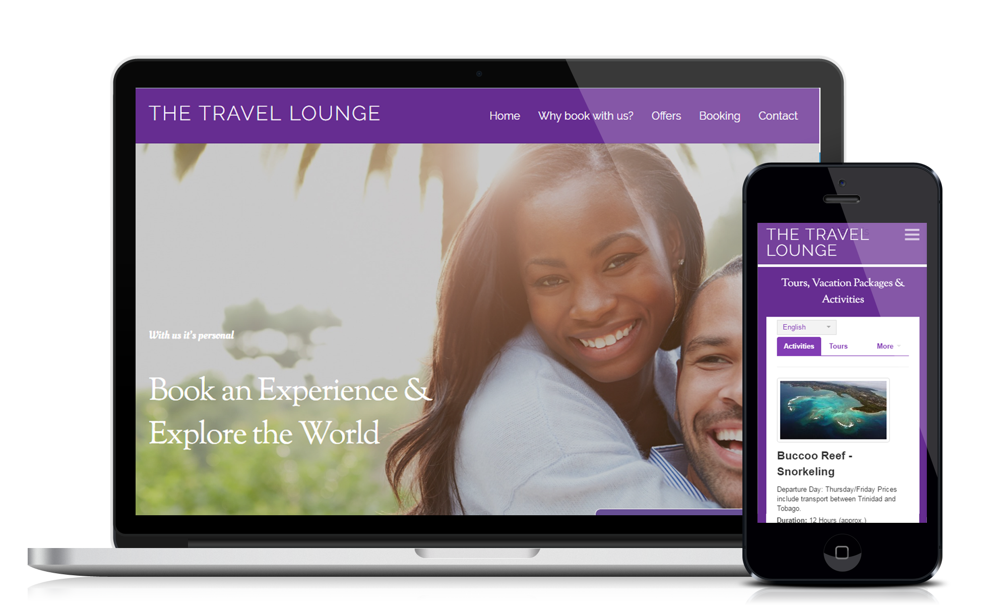 Website design and development service for customer The Travel Lounge